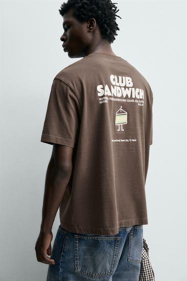 T-SHIRT BRODÉ SANDWICH - Marron clair de Zara - Image 5