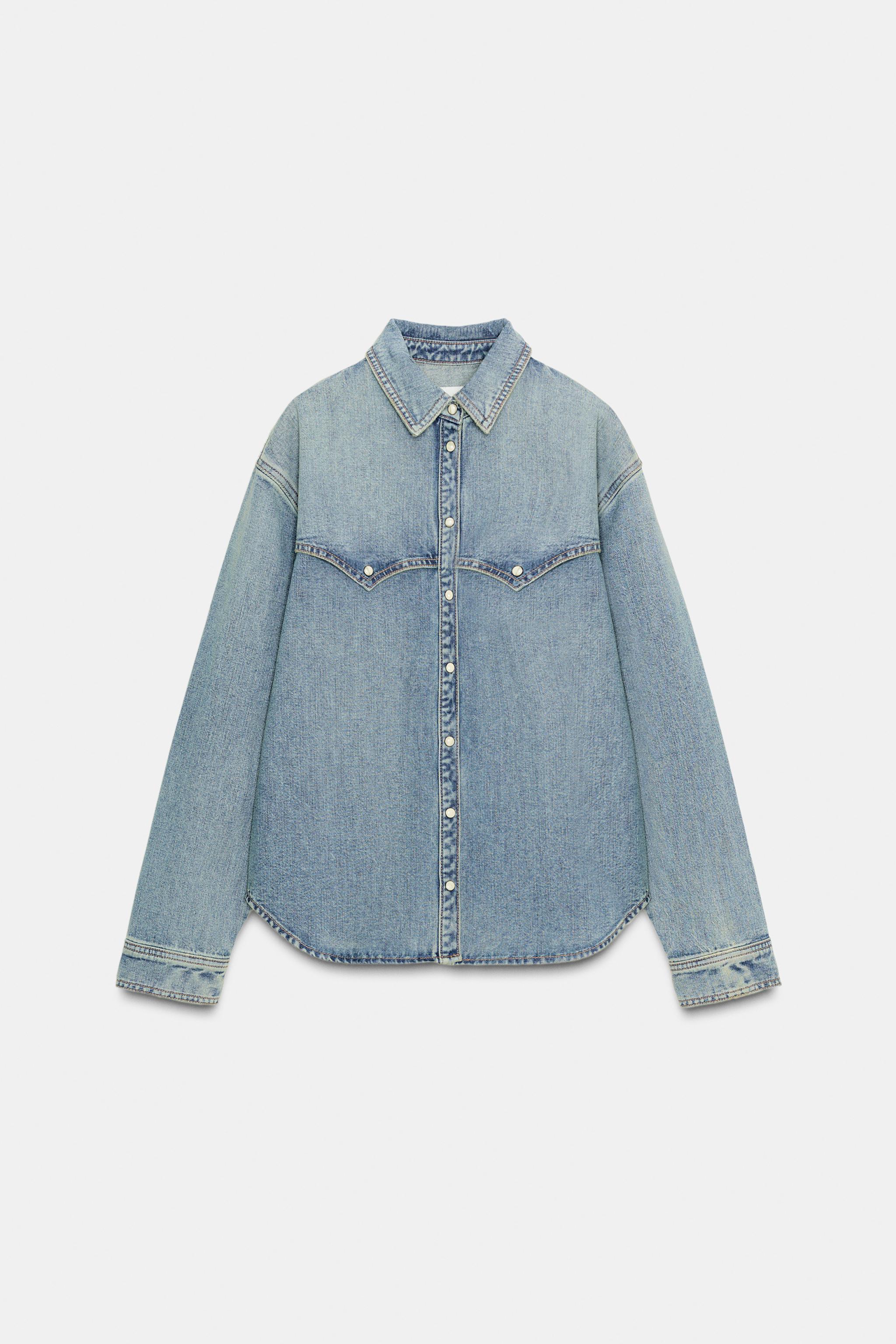 Z1975 DENIM SHIRT - Mid-blue | ZARA United States