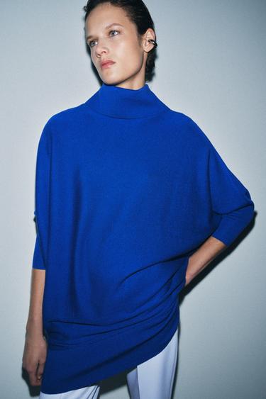 LONG KNIT BATWING SLEEVE JUMPER - Bluish by Zara