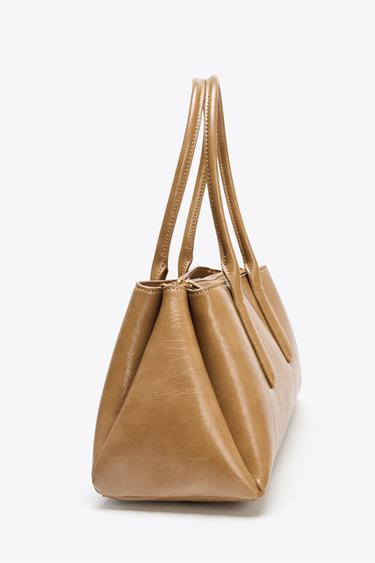 CRACKLED-EFFECT CITY BAG - Beige by Zara - Image 3