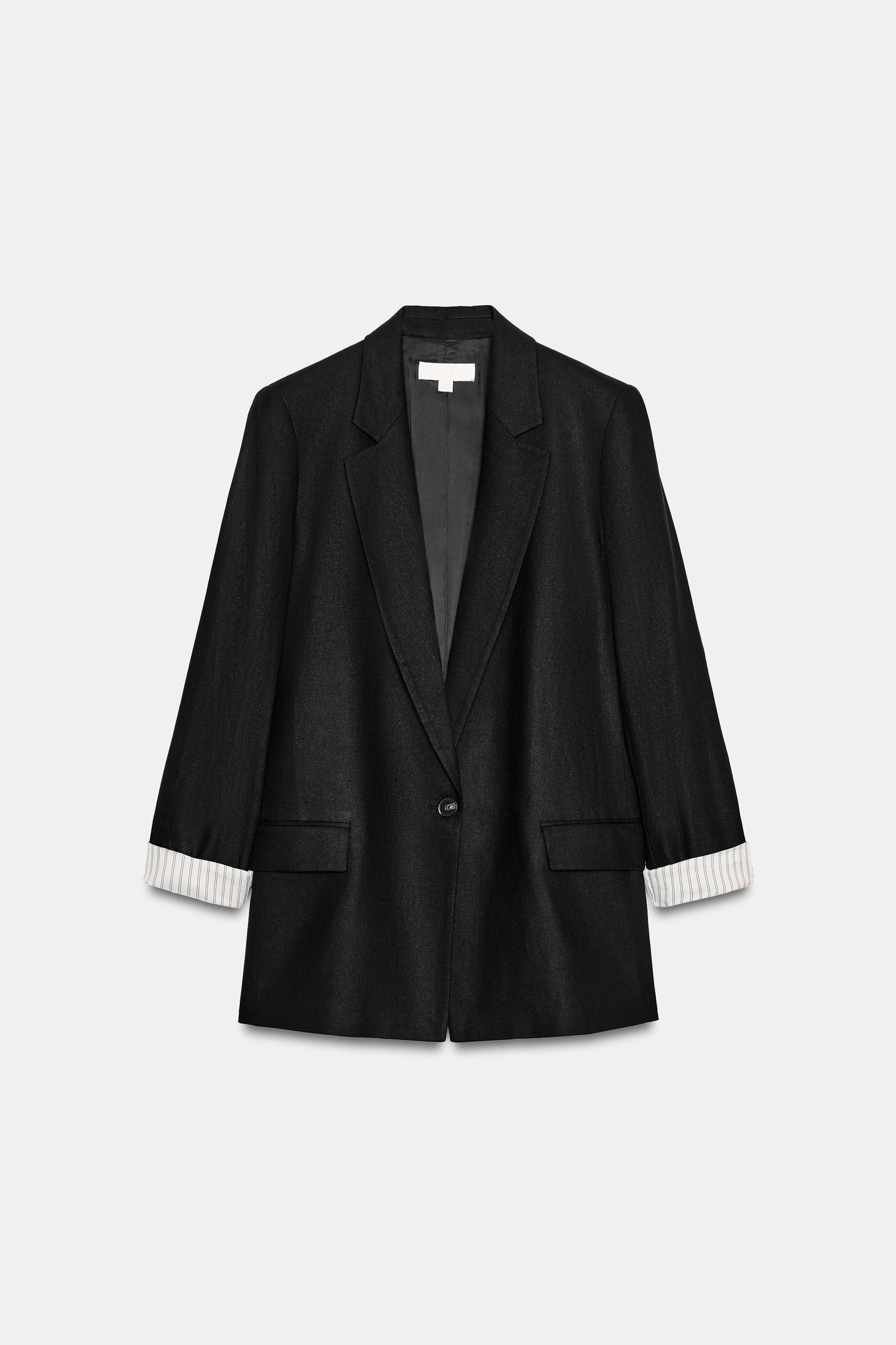 LINEN BLAZER WITH ROLLED SLEEVES