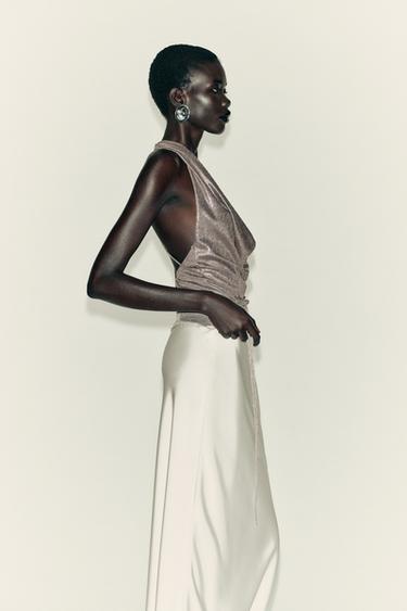 TOP HALTER DRAPÉ - Argent de Zara - Image 3