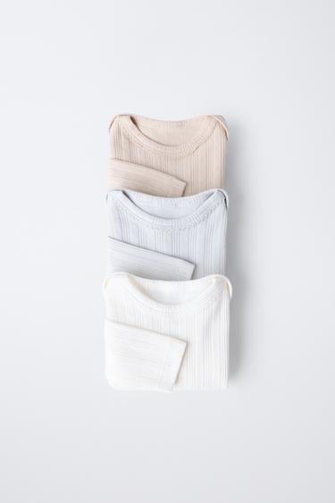 Zara 6 MONTHS-3 YEARS/ THREE-PACK OF LONG SLEEVE BODYSUITS - Multicolored