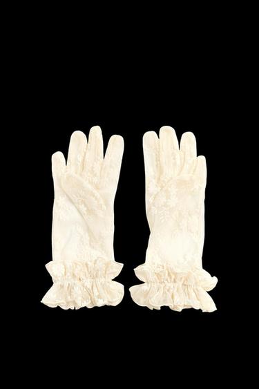 SEMITRANSPARENTE HANDSCHUHE MIT BLUMENMUSTER HARRY LAMBERT FOR ZARA X DISNEY - Cremefarben von Zara