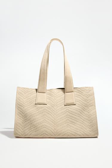 SHOPPER AUS GEFLOCHTENEM VELOURSLEDER - SAND/BRAUN von Zara