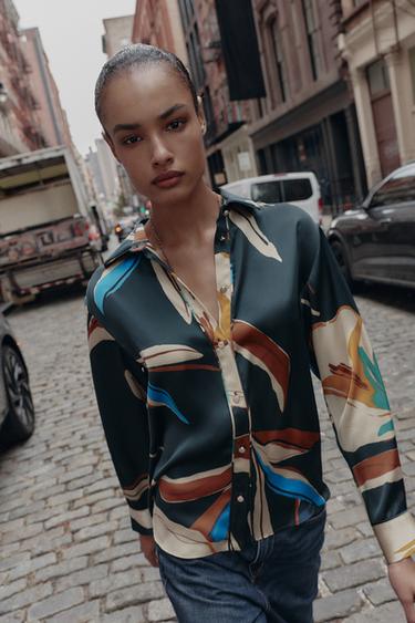 Zara FLOWY PRINTED SHIRT - Multicolored
