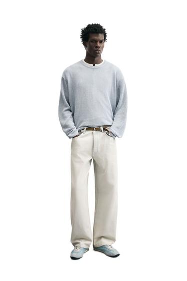 Zara REGULAARSE LÕIKEGA 100% LINANE KAMPSUN - Sinine/teras