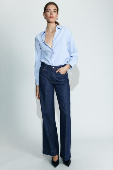 Zara MODAL BLEND SHIRT - Light blue