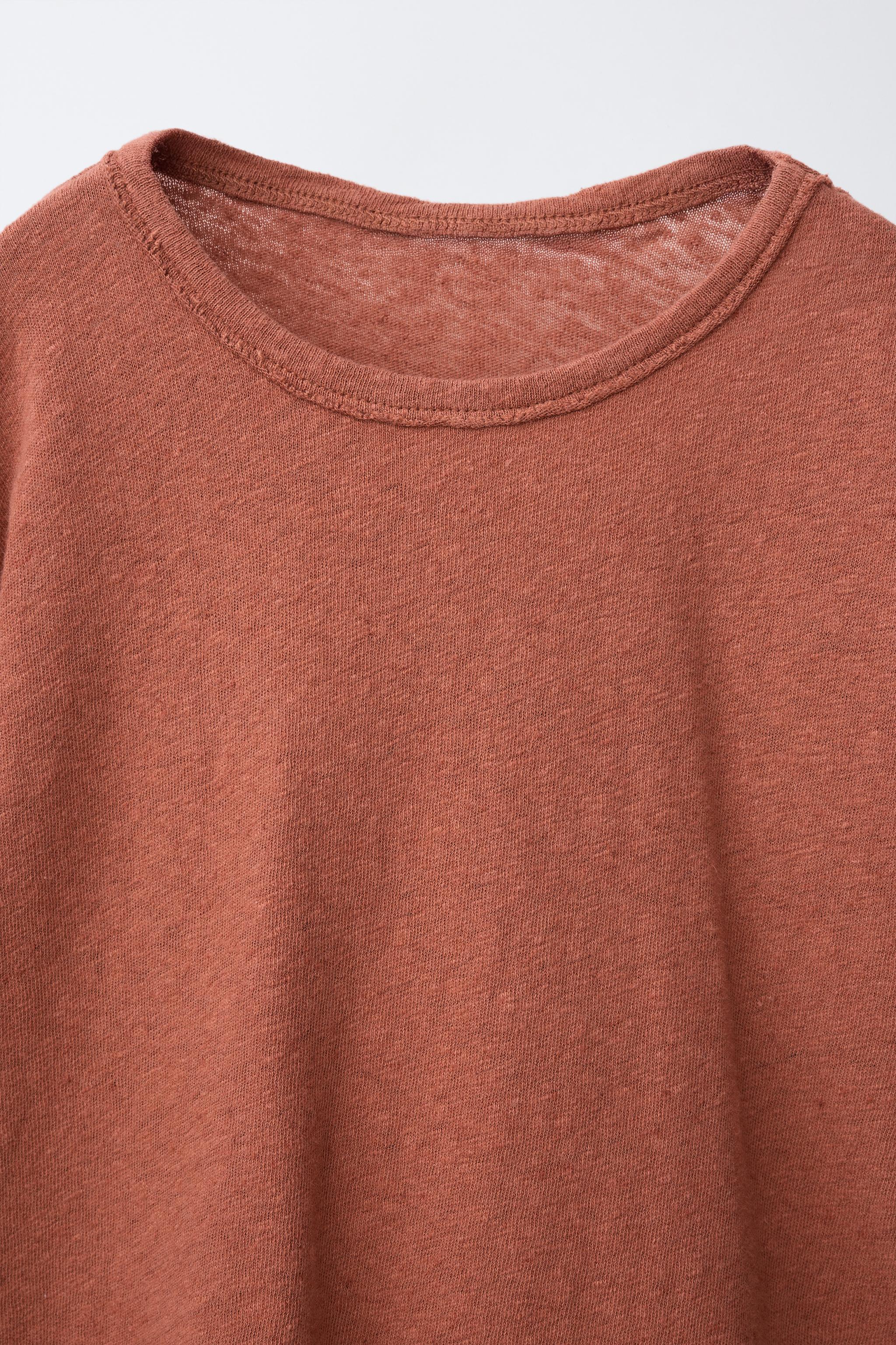 PLAIN LINEN AND COTTON T-SHIRT