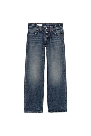 JEAN TRF DROIT TAILLE BASSE - Bleu marine de Zara