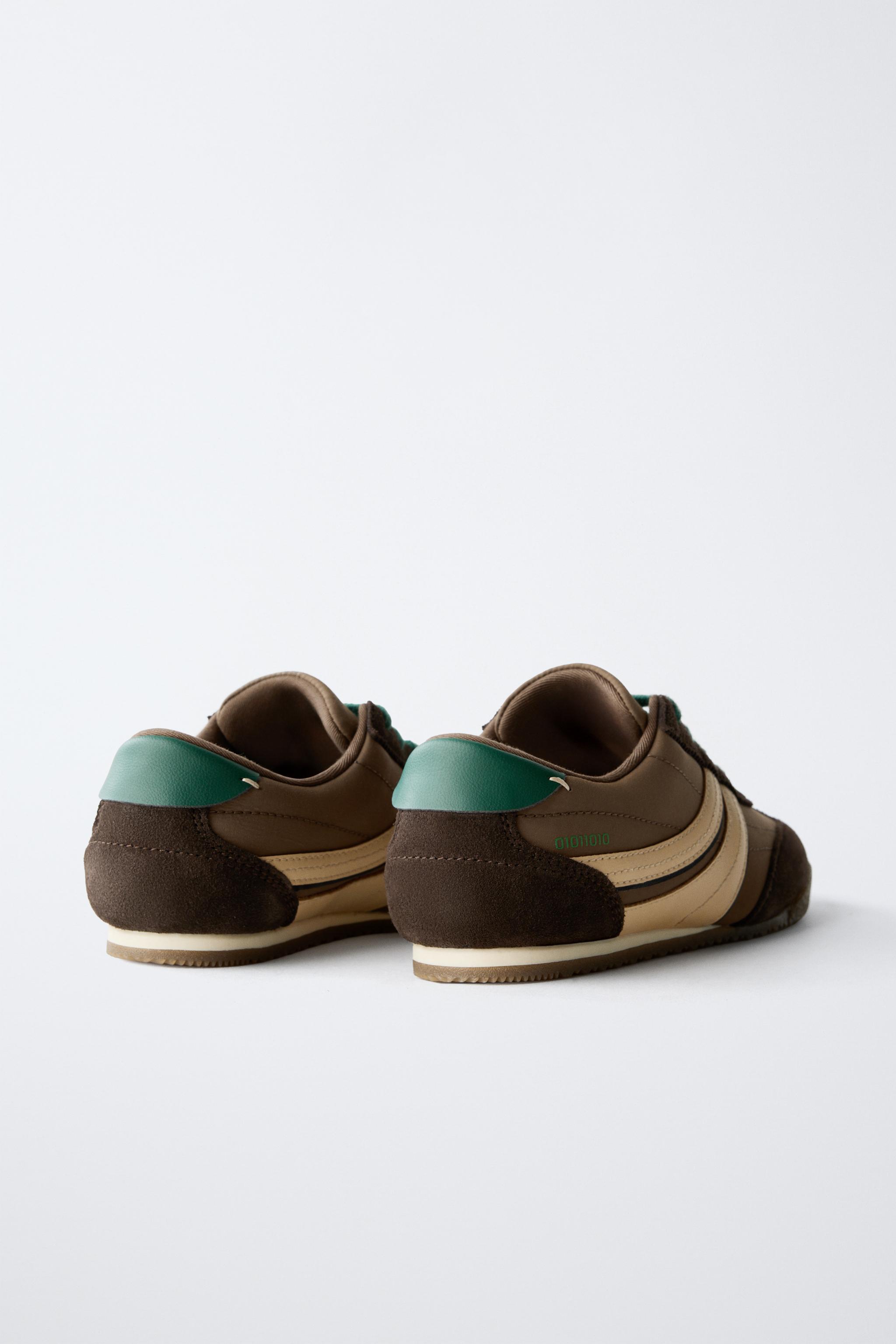 ザラ　コントラストレザースニーカー　24.0 コントラストレザースニーカー - ブラウン | ZARA Japan / 日本