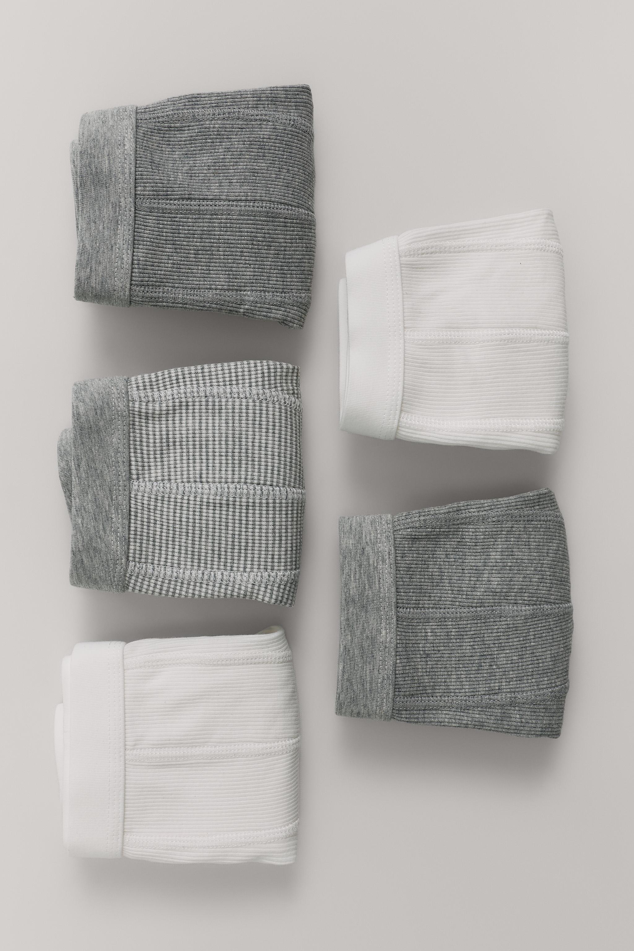 AGES 6-14 / 5-PACK RIBBED BOXER SHORTS — Ecru / Marl