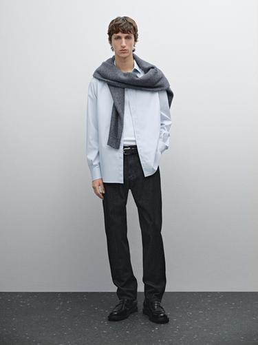 Zara Regular fit 100% cotton twill shirt - Sky blue - Image 0