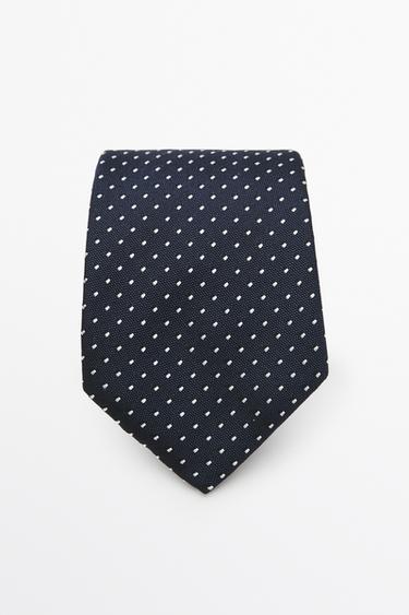 100% silk polka dot tie — Navy blue 1