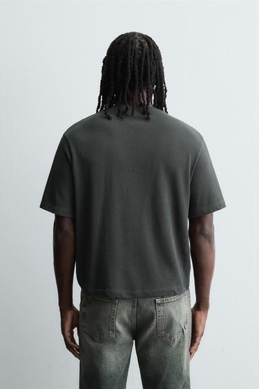 BOXY FIT KNIT T-SHIRT - Anthracite grey by Zara