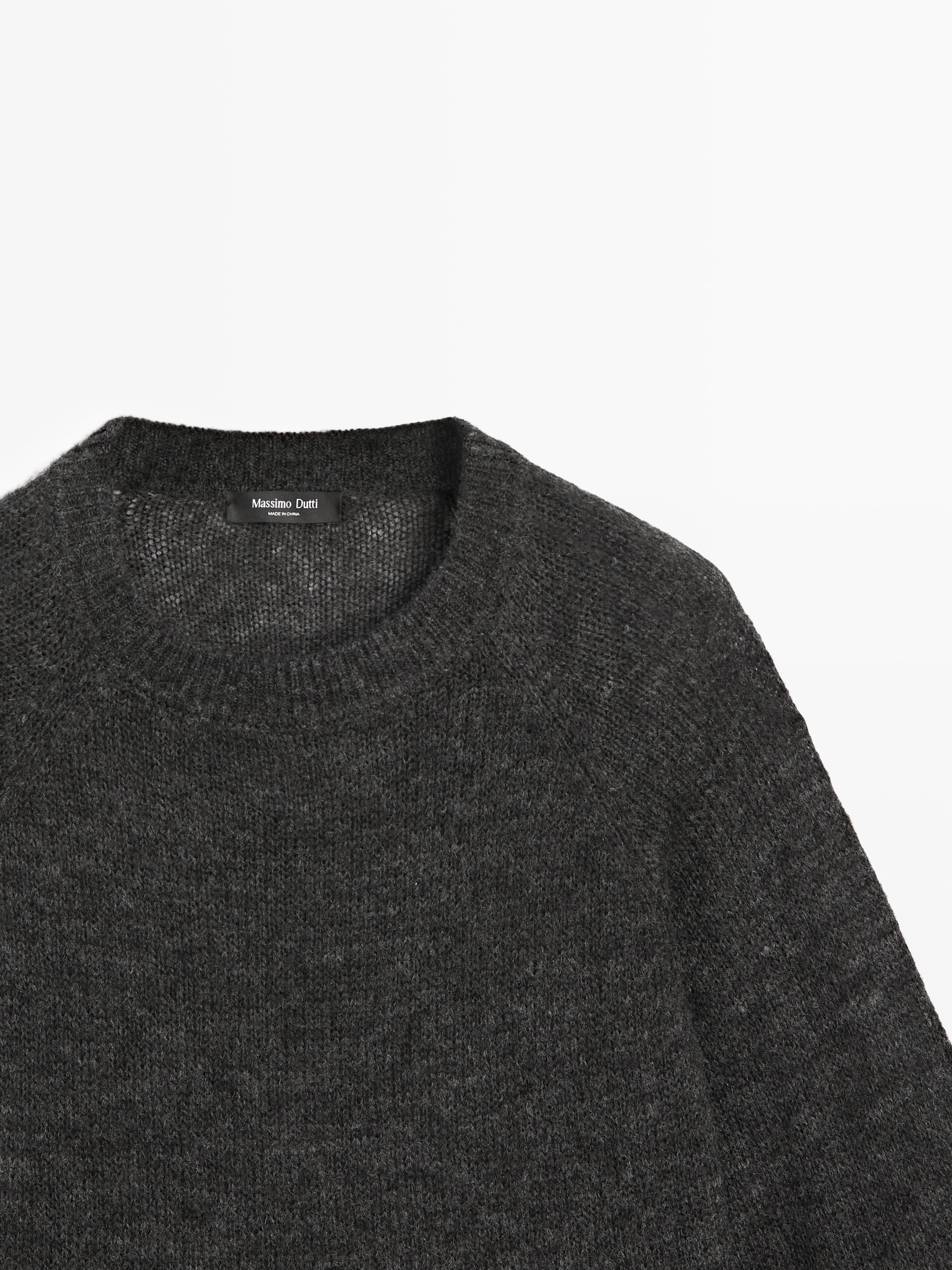 Knit alpaca and wool blend raglan sleeve sweater