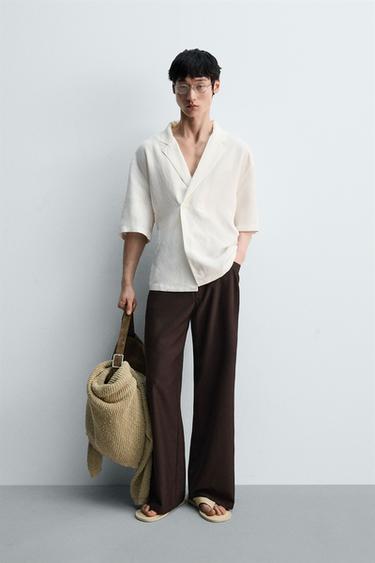 Zara 人造絲/亞麻混紡外套 - 磨白色