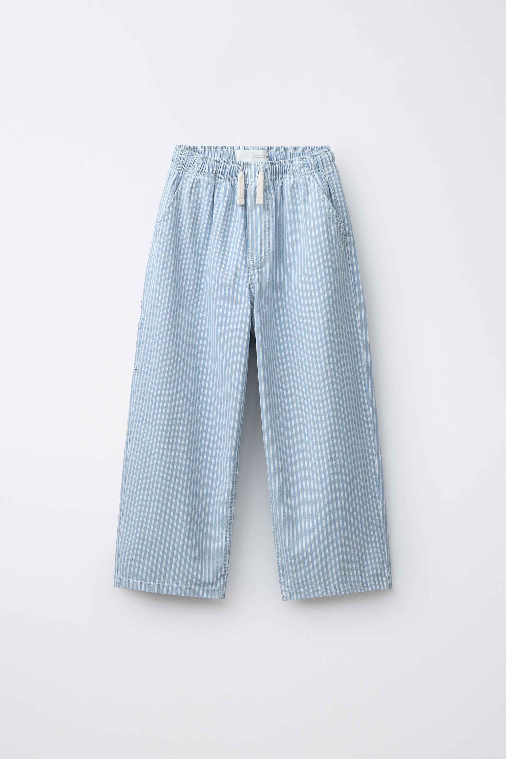 ストライプ柄バルーンパンツ - 青色/白色 | ZARA Japan / 日本