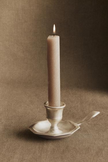 SILVER CERAMIC CHRISTMAS CANDLE HOLDER - Silver by Zara