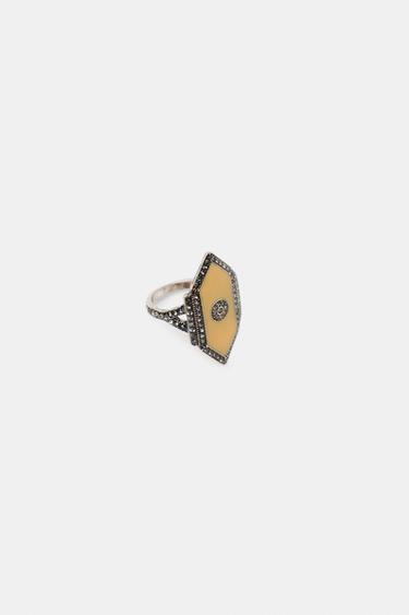 Zara GEOMETRIC RHINESTONE RING - Vanilla