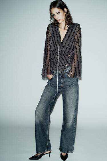 SEQUINNED BODYSUIT - Charcoal grey by Zara - Image 0