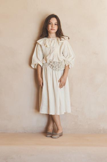 LIMITED EDITION 100% LINEN MIDI SKIRT WITH BELT - Light ecru by Zara