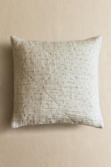 CHILDREN'S FLORAL MUSLIN CUSHION COVER - Green by Zara