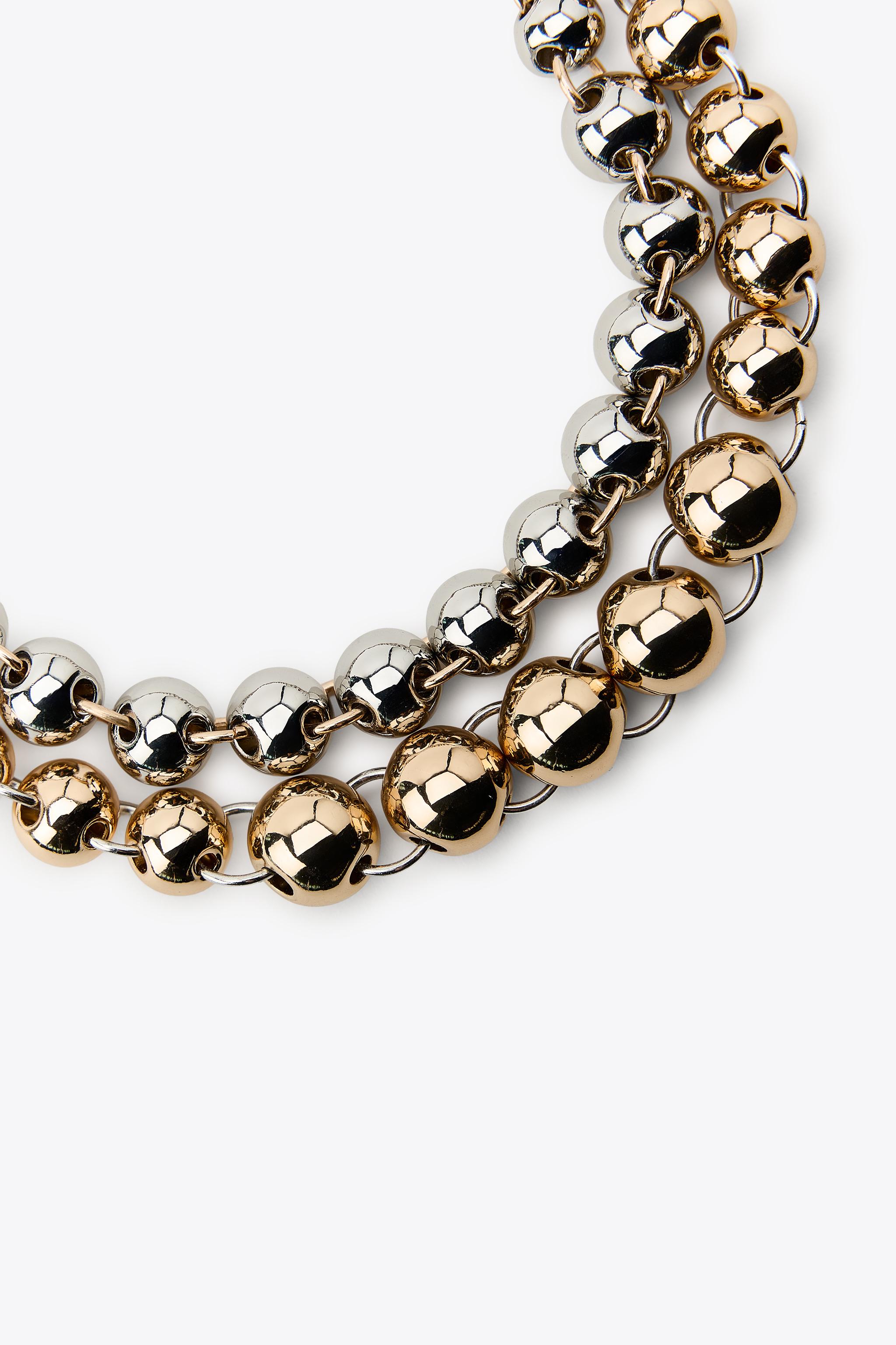 ボール付きコンビネックレス 2点セット - ゴールド/シルバー ボール付きコンビネックレス 2点セット - ゴールド/シルバー