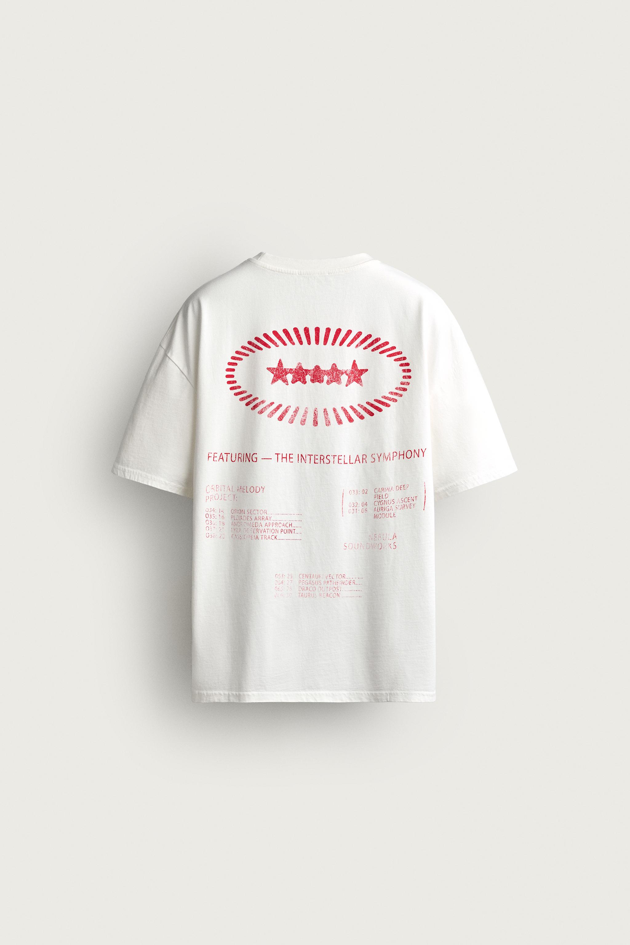 Zara KONTRAST BASKILI RELAXED FIT T-SHIRT görsel 8