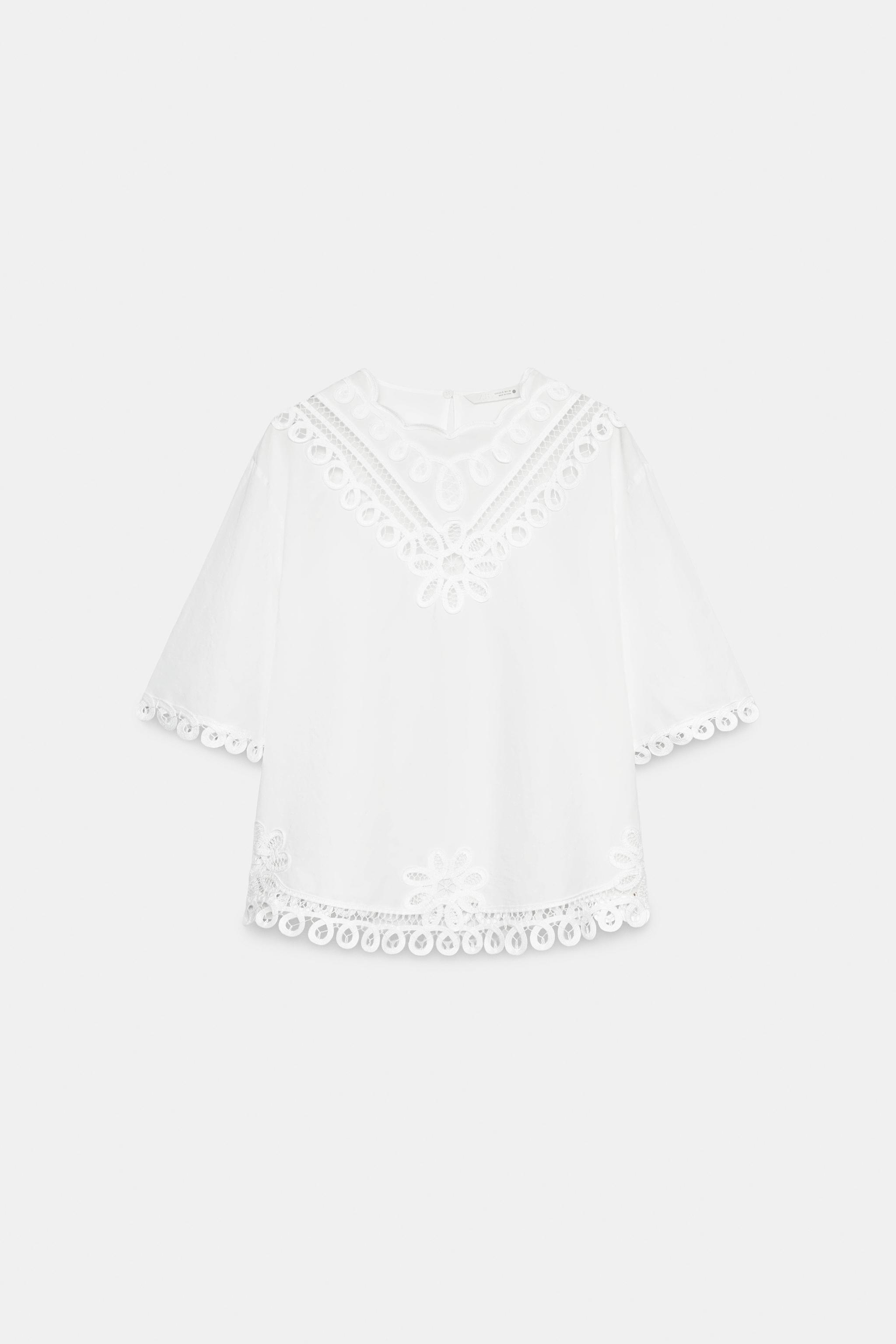 Zara ZW COLLECTION KETEN İŞLEMELİ GÖMLEK görsel 6