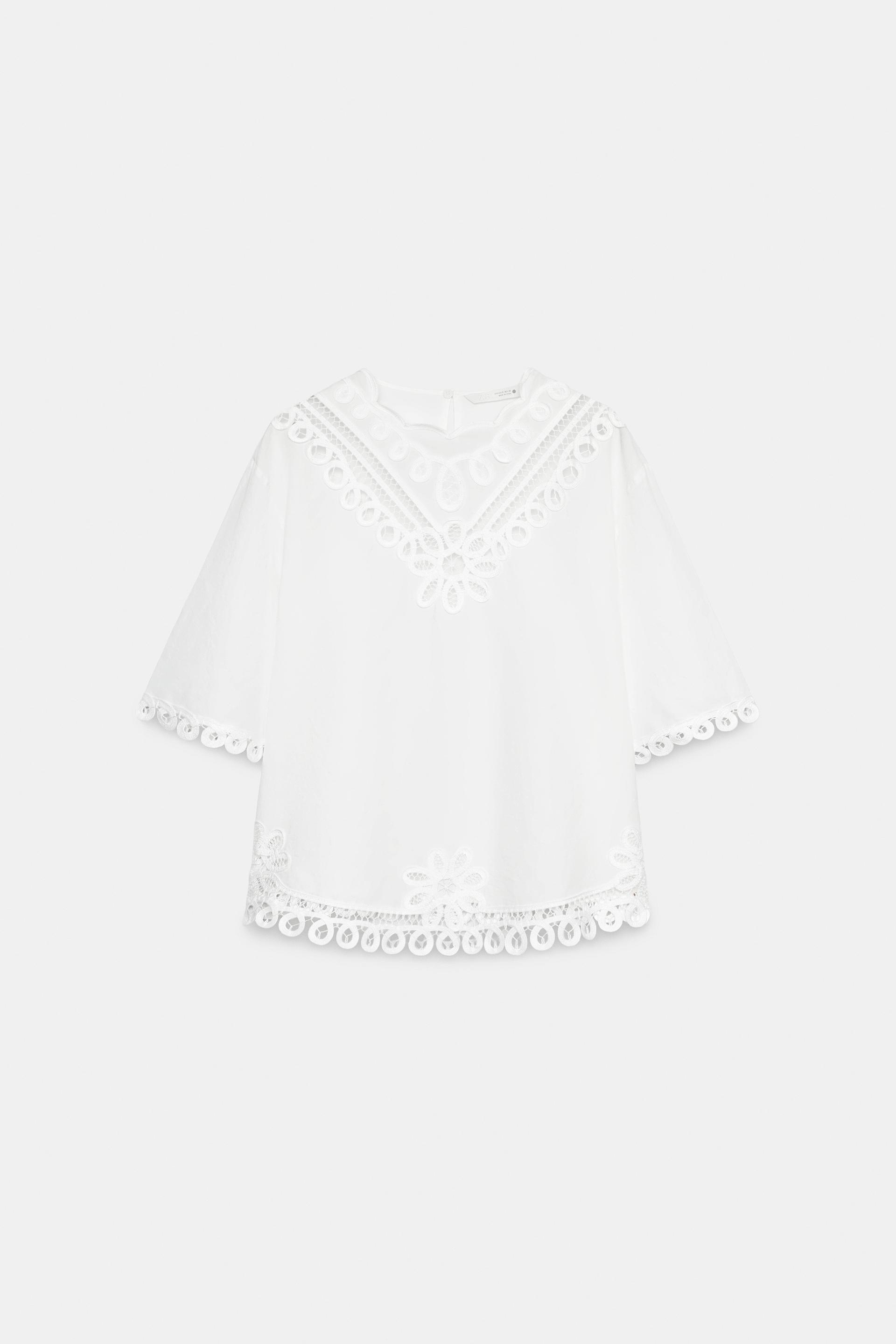 EMBROIDERED LINEN BLEND SHIRT ZW COLLECTION thumbnail 6