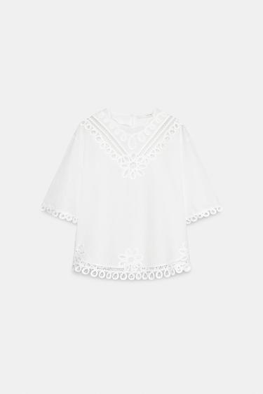 ZW COLLECTION EMBROIDERED LINEN BLEND SHIRT - White by Zara - Image 5