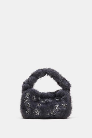 SHINY FAUX FUR MINI BAG - Purple by Zara