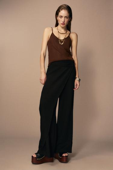 Zara STRAPPY KNIT TOP - Chocolate