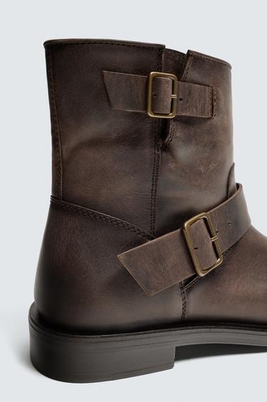 BOTTES EN CUIR À BOUCLES ÉDITION LIMITÉE - Marron de Zara - Image 5