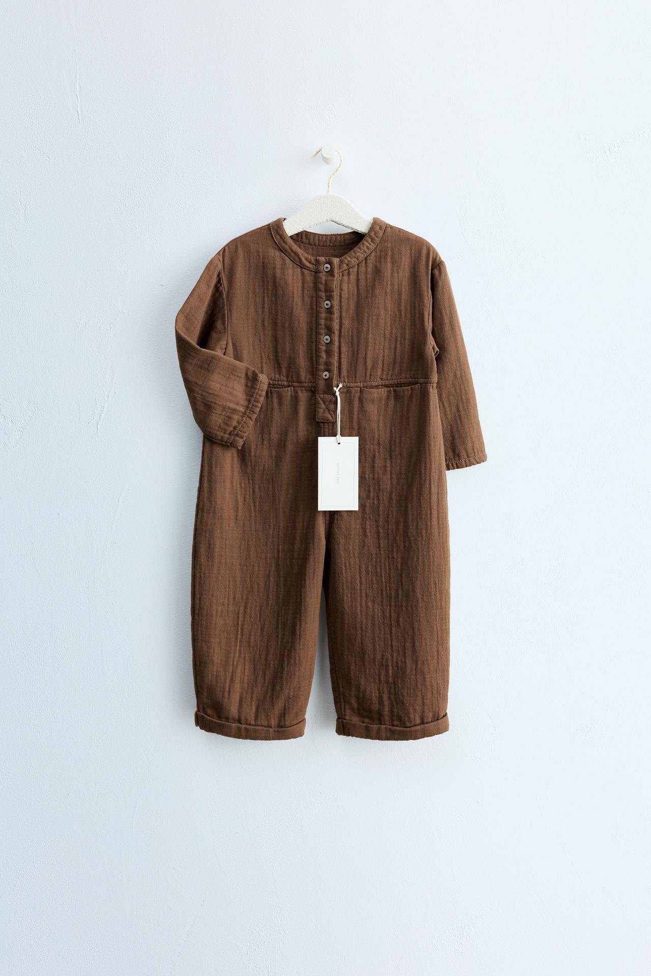 ZARA TIMELESS - BUTTONED LONG JUMPSUIT — Brown