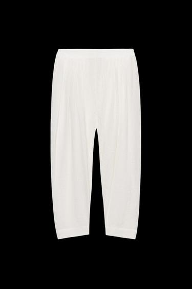 Zara ZW COLLECTION LINEN BALLOON PANTS - Ecru - Image 0