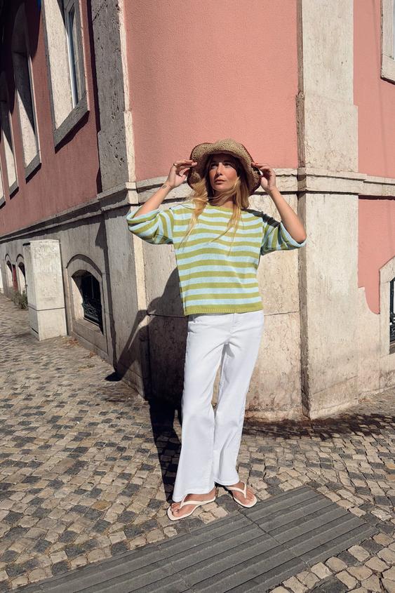 STRIPED KNIT JUMPER - Green stripe by Zara - Image 0