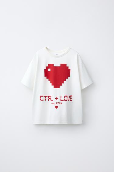 Zara TEXT PRINT T-SHIRT - Oyster-white