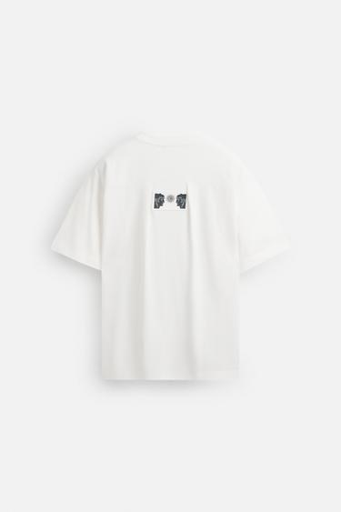 تيشرت رقعة متباينة - أبيض الخاص بـ Zara