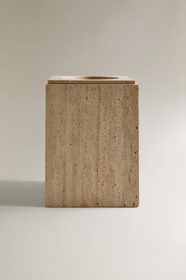 BEIGE MARBLE BATHROOM BIN - Beige by Zara