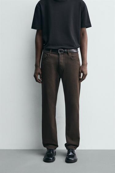 ДЖИНСЫ REGULAR FIT — КОРИЧНЕВЫЙ от Zara