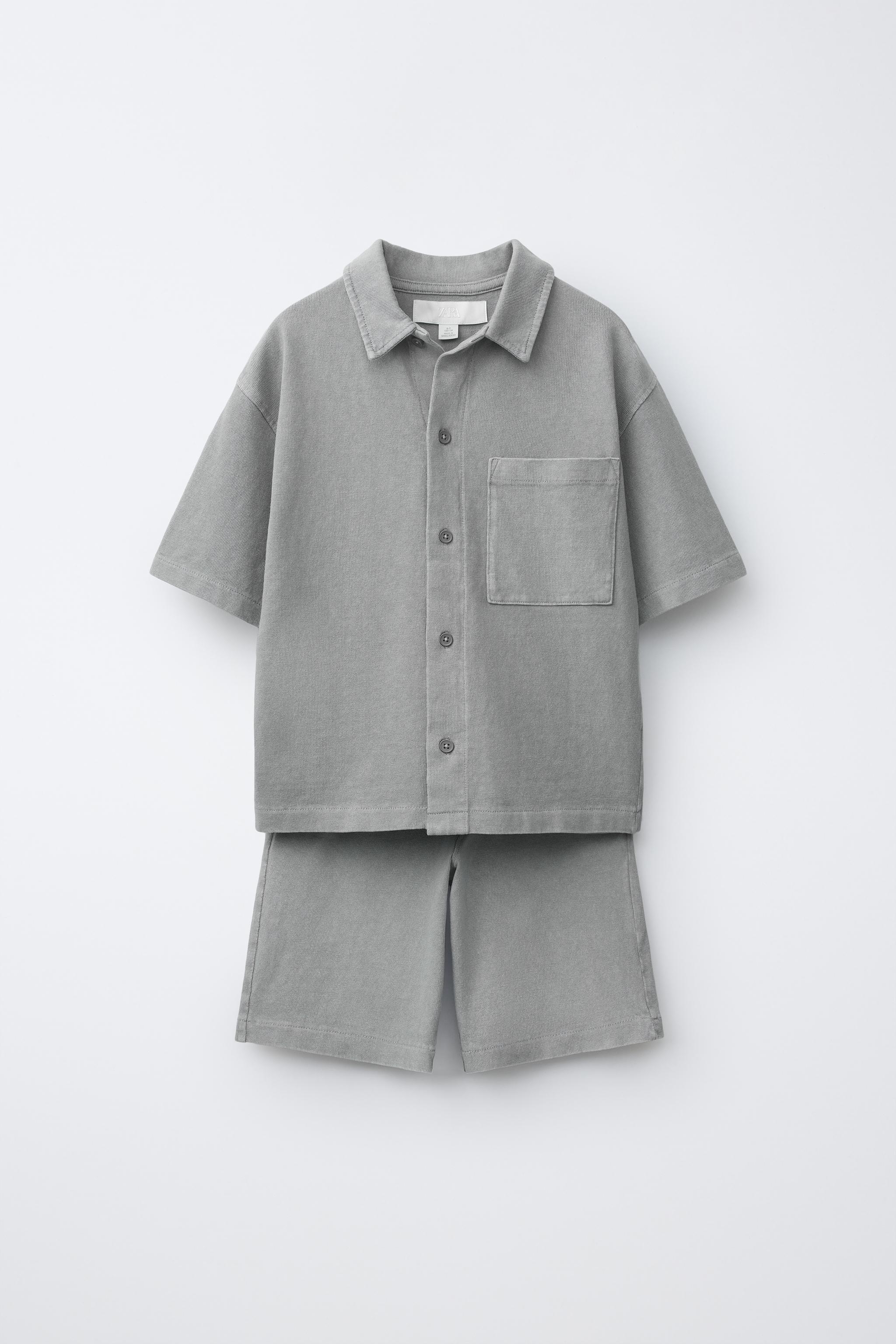 ENSEMBLE CHEMISE ET BERMUDA UNI TEINT EN PIÈCE