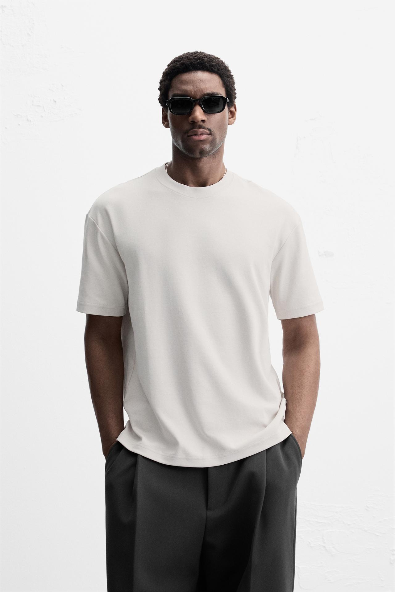 BASIC REGULAR FIT T-SHIRT - Pearl grey by Zara