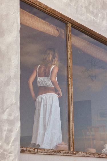 PANELLED LONG SKIRT - Oyster-white by Zara