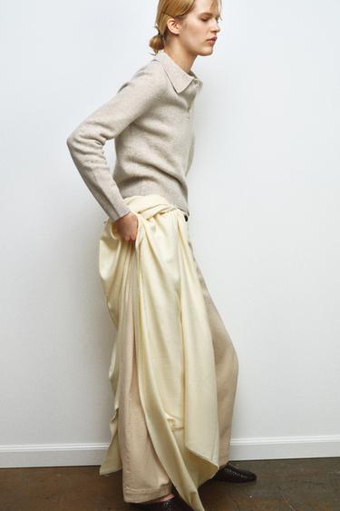 PLAIN 100% WOOL POLO SHIRT - Sand / Marl by Zara