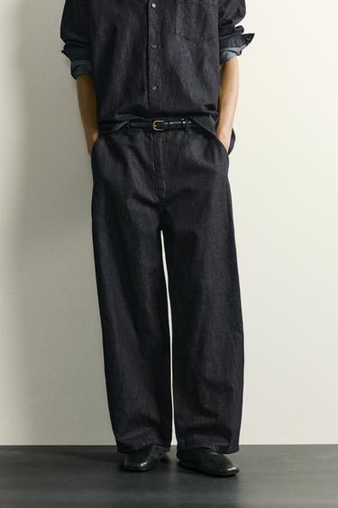 COTTON-LINEN LIGHTWEIGHT DENIM CHINO TROUSERS - Indigo by Zara