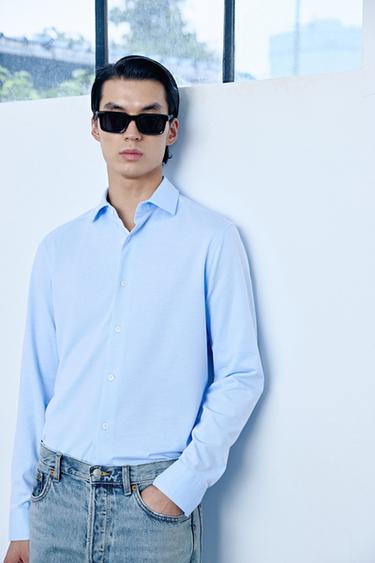 REGULAR FIT SHIRT - Sky blue by Zara