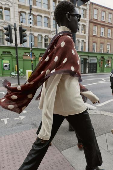 POLKA DOT PRINTED SCARF - Brown by Zara - Image 0
