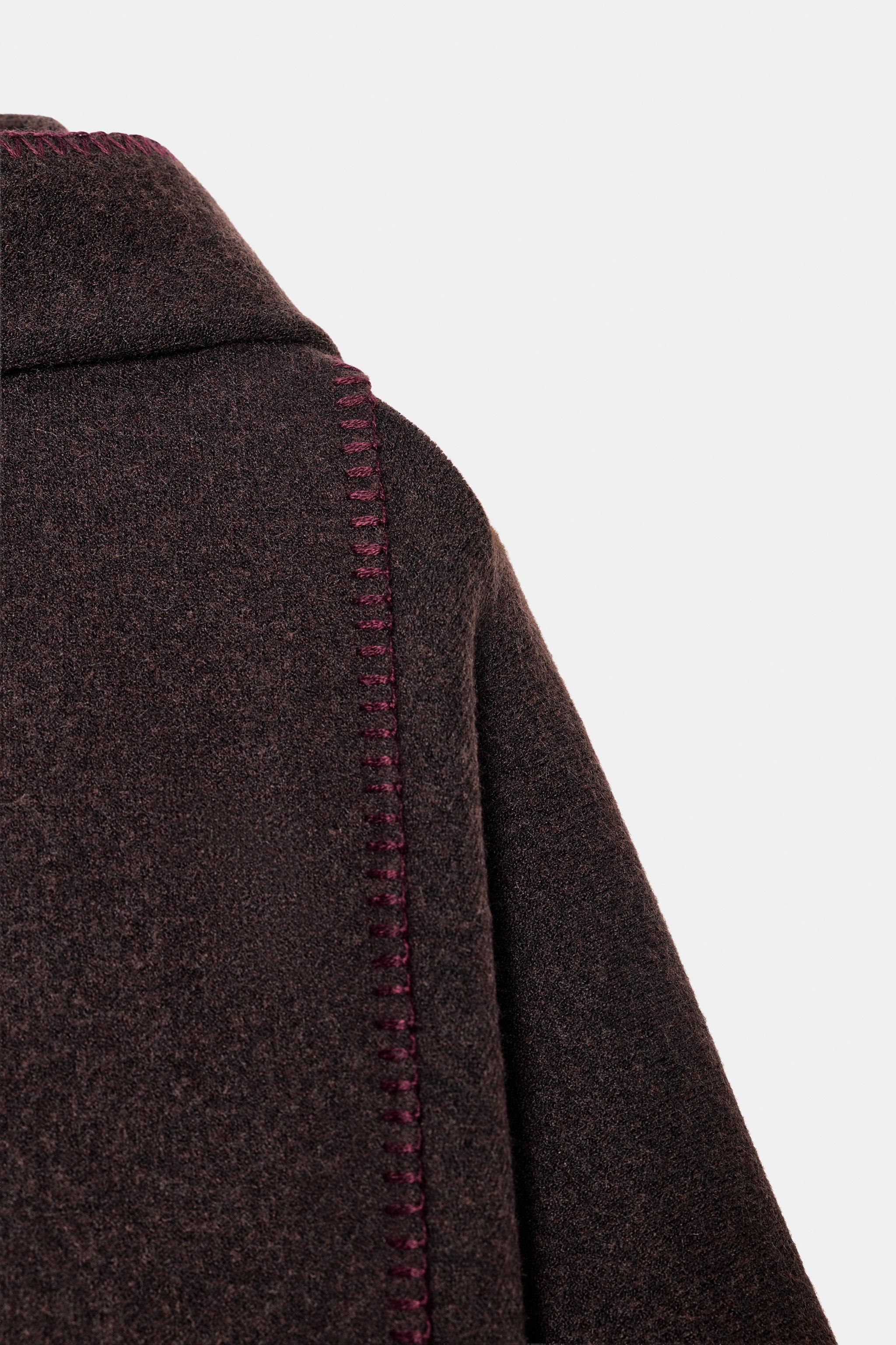 コントラスト糸スカーフニットケープ - ブラウン | ZARA Japan / 日本